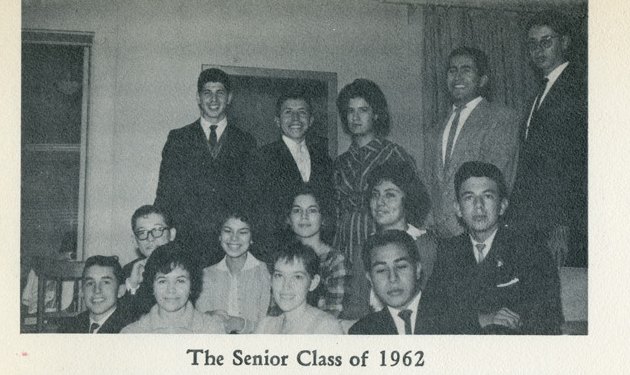The Senior Class of 1962, with sponsors Mr. and Mrs. Andrew Byers.