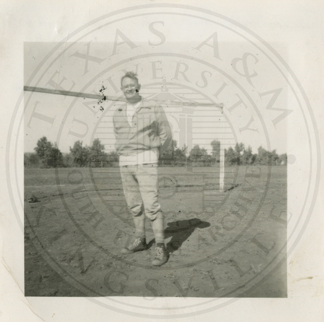William R. Jarvis, recreational director, on the football field.