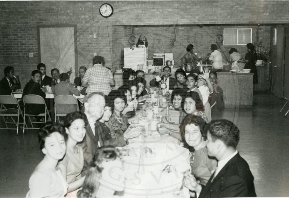In the cafeteria.