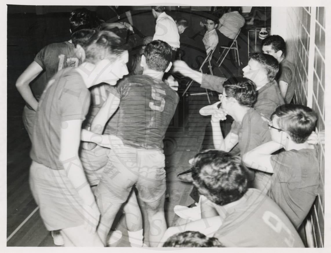 In football jerseys, 1965–66.
