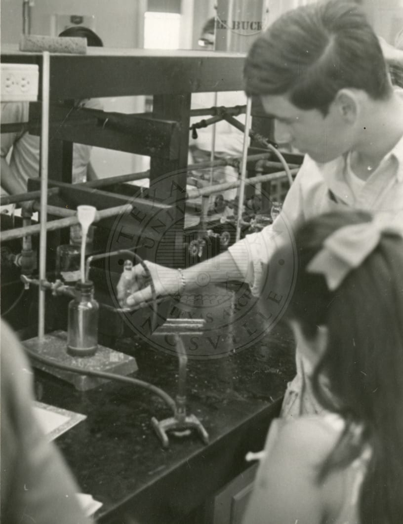 In the lab, 1970.