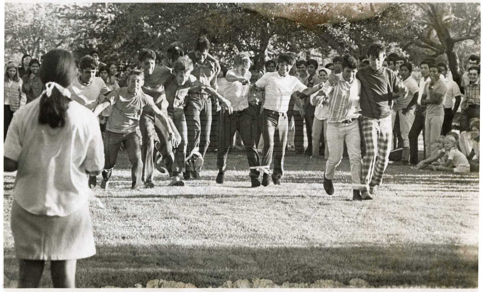 A three-legged race.