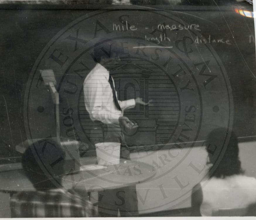 A professor teaching, 1972.