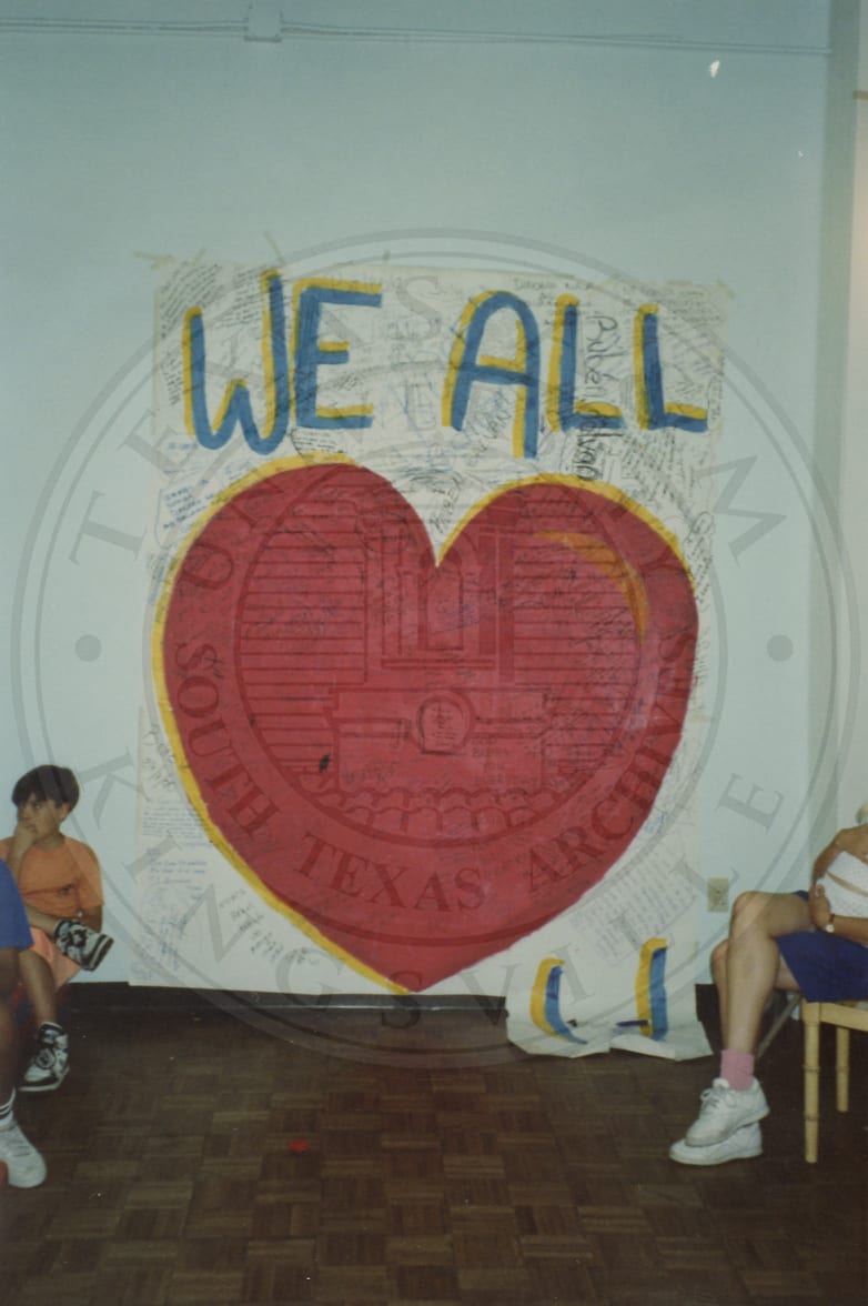 ‘We all’ — the heart mural, 1990.