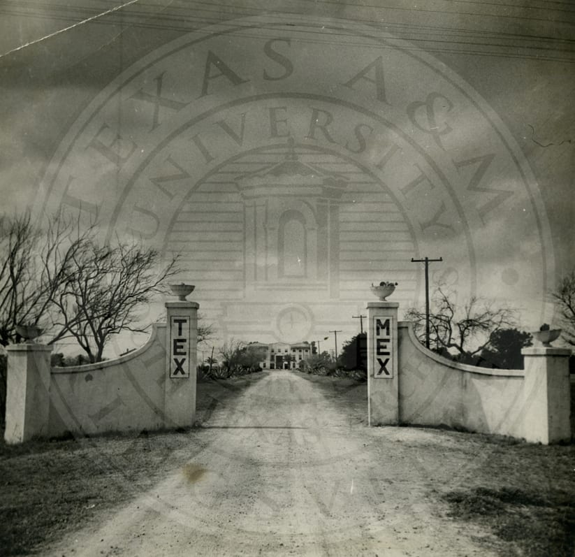 The entrance to the school, Skinner Hall at the centre.