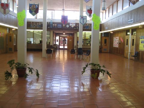 The classroom building hall, where alumni remember taking tests together and studying all night.