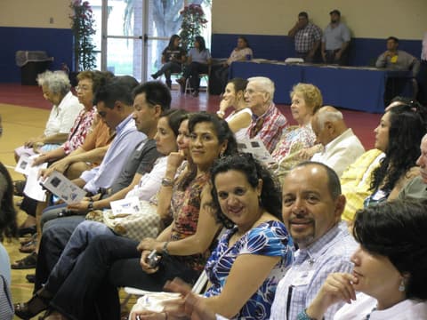 The audience at the Centennial program in the gym.