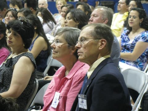 Alumni together at the Centennial barbecue dinner on the lawn, May 2012.