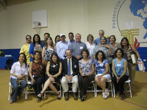 Alumni of the 1980s — “the best ones!” — gathered in the gym at the Centennial.