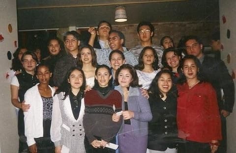 Friends dressed up for an evening event, late 1990s.