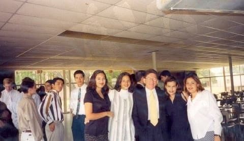 Students dressed up in the dining hall, late 1990s.