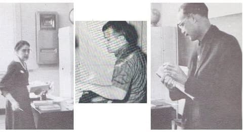 Teachers of the early 1960s: “Miss” Roberts — she always insisted on Miss — Mr. Stock and Mr. Reed, the history teacher and poet who collected courthouse postcards.