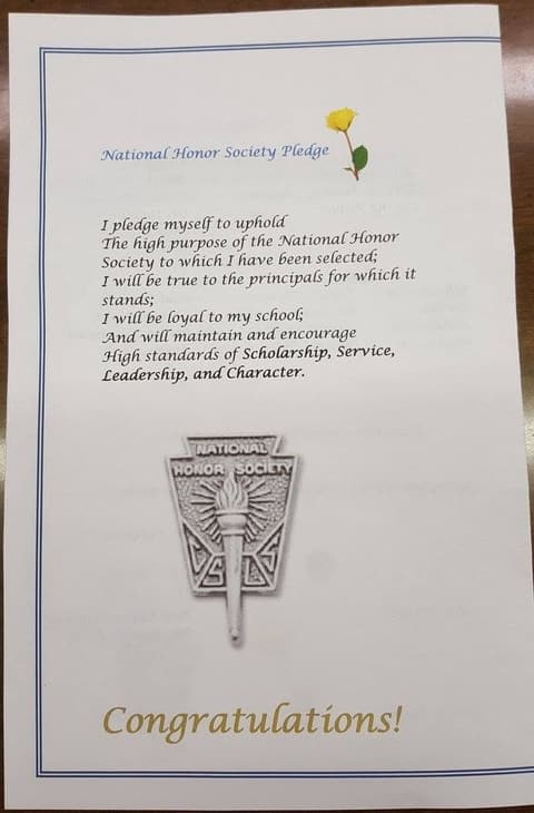 National Honor Society Induction Ceremony, December 1, 2017.