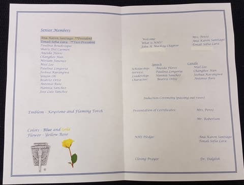 National Honor Society Induction Ceremony, December 1, 2017.