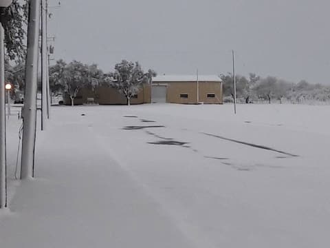 Snow on campus, December 8, 2017 — one of the few times it has snowed at Pan Am.