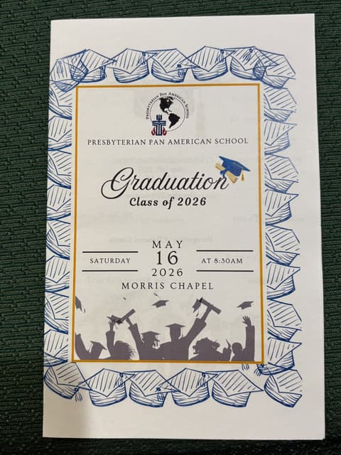 The program for the Class of 2026 graduation, May 16, 2026, in Morris Chapel.