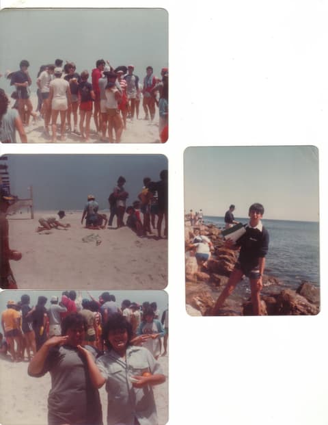 Scrapbook snapshots from a beach trip near Corpus Christi.