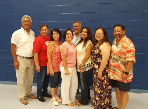 Welcome Home, Class of 1969 & 1979! Alumni of the two classes back on campus for their 50th and 40th anniversaries, with lunch, a program, music and a check for the school, summer 2019.