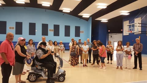 Welcome Home, Class of 1969 & 1979! Alumni of the two classes back on campus for their 50th and 40th anniversaries, with lunch, a program, music and a check for the school, summer 2019.