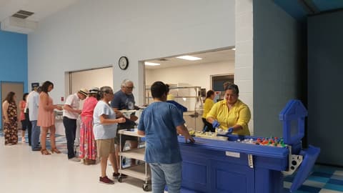 Welcome Home, Class of 1969 & 1979! Alumni of the two classes back on campus for their 50th and 40th anniversaries, with lunch, a program, music and a check for the school, summer 2019.