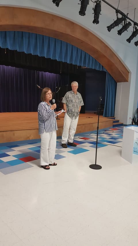 Welcome Home, Class of 1969 & 1979! Alumni of the two classes back on campus for their 50th and 40th anniversaries, with lunch, a program, music and a check for the school, summer 2019.