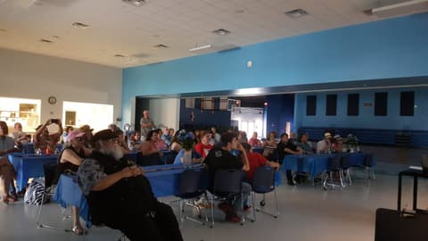 Welcome Home, Class of 1969 & 1979! Alumni of the two classes back on campus for their 50th and 40th anniversaries, with lunch, a program, music and a check for the school, summer 2019.