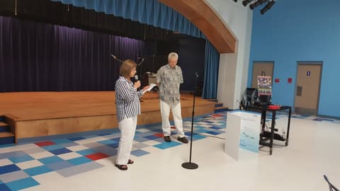 Welcome Home, Class of 1969 & 1979! Alumni of the two classes back on campus for their 50th and 40th anniversaries, with lunch, a program, music and a check for the school, summer 2019.