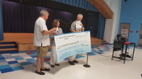 Welcome Home, Class of 1969 & 1979! Alumni of the two classes back on campus for their 50th and 40th anniversaries, with lunch, a program, music and a check for the school, summer 2019.
