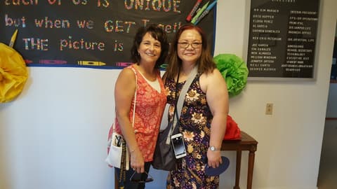 Welcome Home, Class of 1969 & 1979! Alumni of the two classes back on campus for their 50th and 40th anniversaries, with lunch, a program, music and a check for the school, summer 2019.