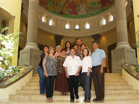 The Class of 1978 reunion in Monterrey, on a grand staircase.