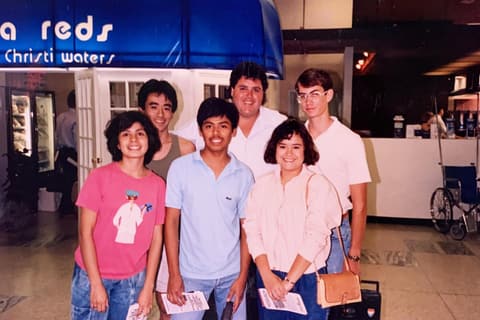 Students on an outing at the Corpus Christi waterfront in the mid-1980s.