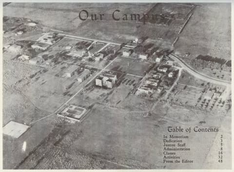 “Our Campus”: an aerial view from the 1960 yearbook.