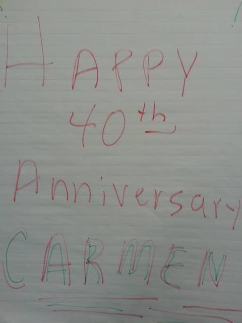 Mrs. Carmen González celebrates 40 years of working at Pan Am, August 8, 2014.