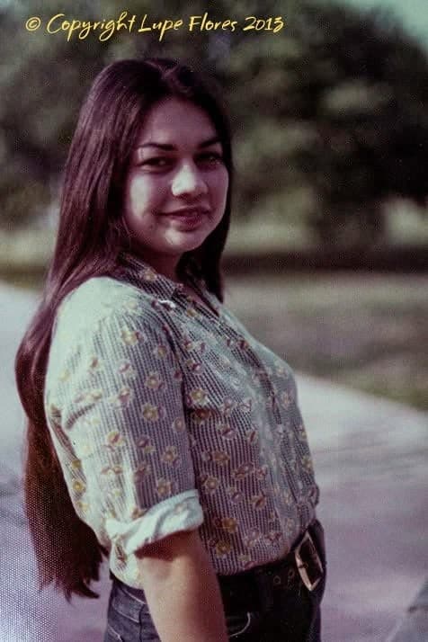 A student on the path on campus, one of two portraits Lupe Flores posted of Grace Arcos and Lamar Pena.