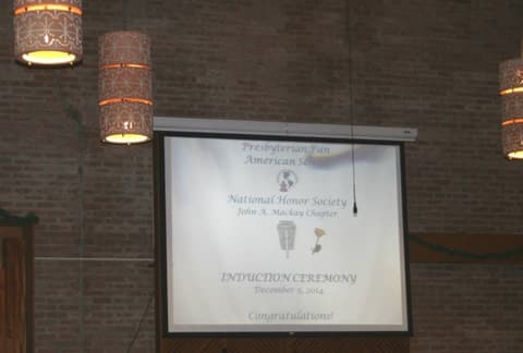 National Honor Society Induction Ceremony, December 5, 2014.