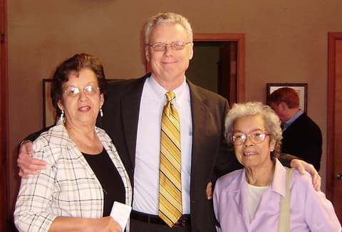 Oli, F. Clark Williams Jr. (Class of 1969) and Anita Harborth at Mrs. Reisner’s funeral in Kingsville.