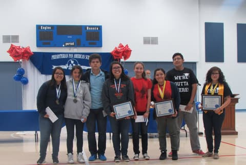 Awards assembly in the gym, May 13, 2016.