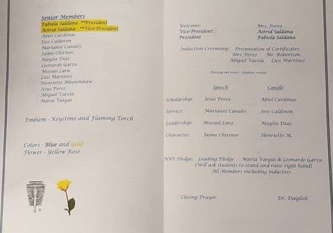 National Honor Society Induction Ceremony, December 2, 2016.