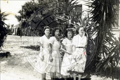 At Pres-Mex, the girls’ school: Senior Class. 1948-1949. Left to Right: Lucila Graillet, Edltor; Cuca Rodriguez; Salia Marruffo; Rose Mary Wilburn.