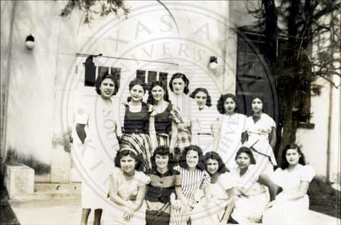 At Pres-Mex, the girls’ school: Freshmen Class. 1948-1949. Front Row (L-R): Cira Gonzales; Elsa Prince; Elizabeth Marroquin; Mary Munoz; Tony Garay; Nicolasa Garza. Second Row (L-R): Felipa Candelaria; Esther Bada; Esperanza Bada; Teodora Trevino; Rosa Gonzalez; Noemi Luna; and Hilda Lopez.