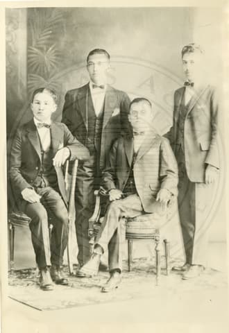 Tex Mex School Presbiteriana Coyoacan Class Graduation 1925 Armando Guijarro; David Macias; August Martinez; Alberto Mejia.