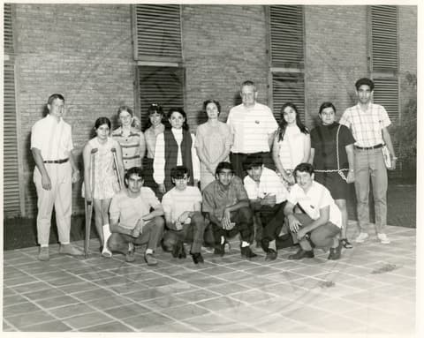 Standing: Jack Daniels, Aida Dedmon, Dorothy Leos, Sonia Castillo, Emilio Lanier — the archive could not read the rest.