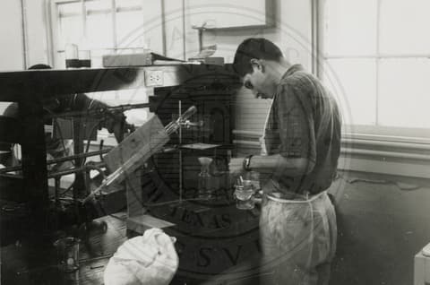 Student working on chemistry lab.