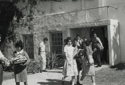 Students getting out of class.