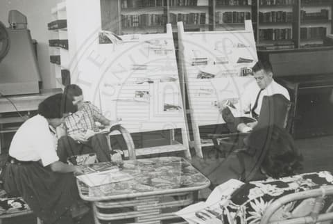 Students in library.