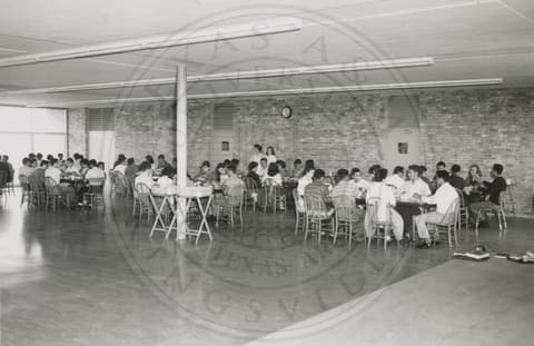 School students in cafeteria.