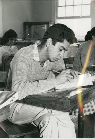 Students eating.