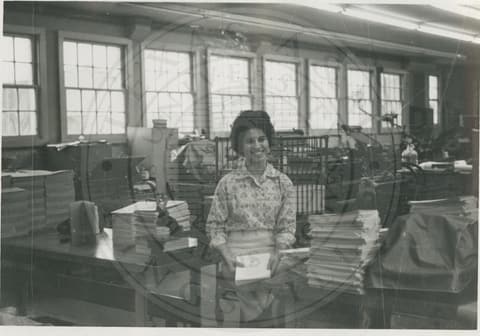Student in library.