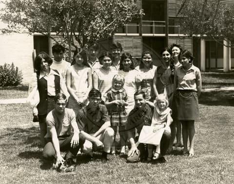 Students and visitors at school.