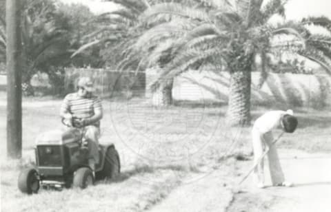 Students working on court yard.